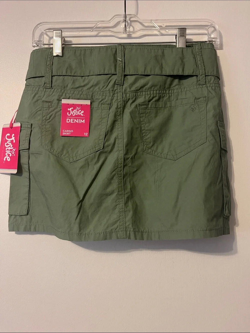 Justice Olive Green Cargo Mini Skort with Belt